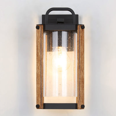 Lámpara Aplique de Pared Exterior de 1 Luz de Vidrio y Aluminio Hierro Rectangular de Simplicidad Moderna para Patio Exterior 