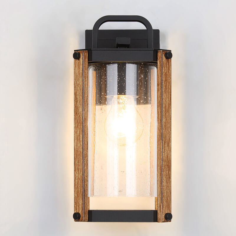 Lámpara Aplique de Pared Exterior de 1 Luz de Vidrio y Aluminio Hierro Rectangular de Simplicidad Moderna para Patio Exterior 