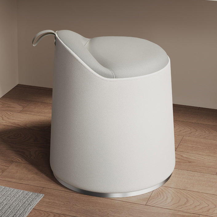 Tabouret de coiffeuse rond en cuir microfibre simplicité moderne avec dossier en bois d&