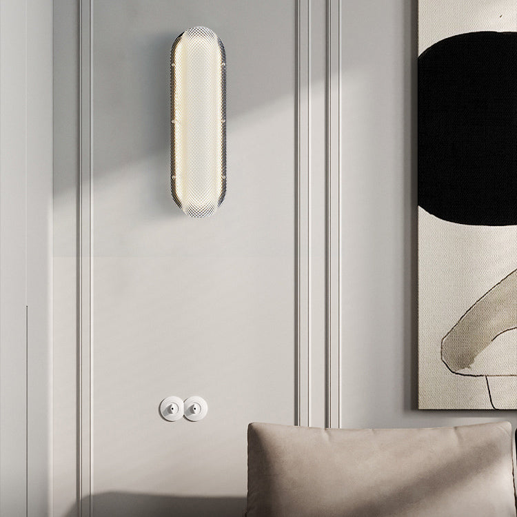 Moderne minimalistische Eisen kariert Muster Acryl Spalte Schatten LED Wandleuchte Lampe für Wohnzimmer 