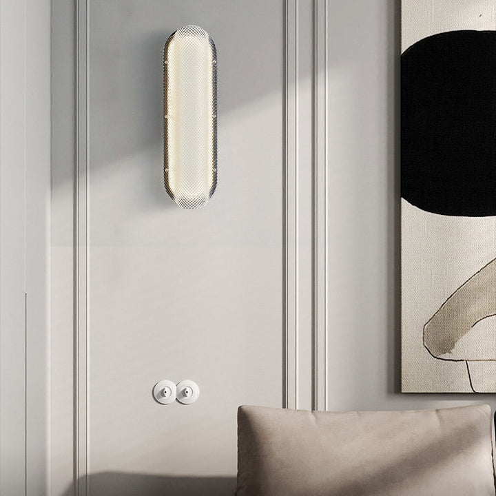 Moderne minimalistische Eisen kariert Muster Acryl Spalte Schatten LED Wandleuchte Lampe für Wohnzimmer 