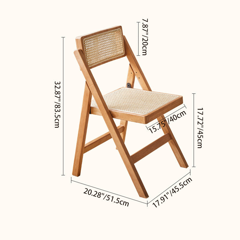 Silla de comedor vintage tradicional cuadrada de ratán PE y madera de caucho con respaldo para comedor 