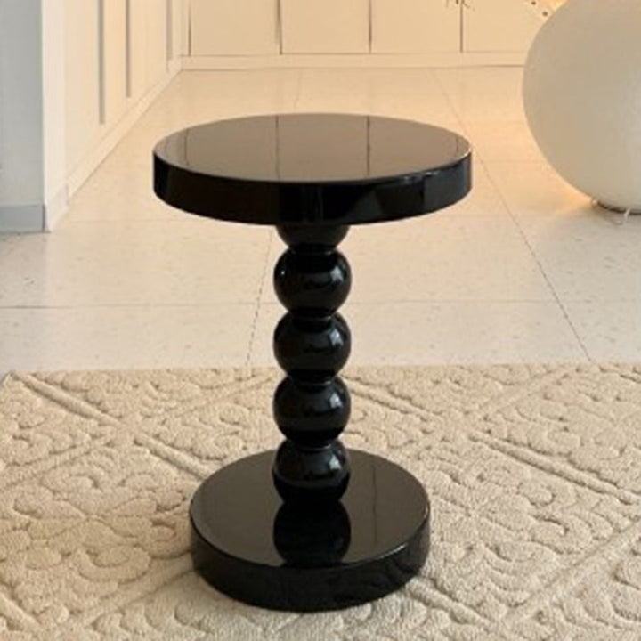 Table basse ronde vintage traditionnelle en bois perlé pour salon 