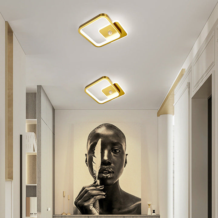 Modern Minimalist Square Aluminum Iron LED Flush Mount Ceiling Light For Living Room