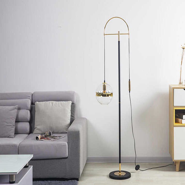 Moderne minimalistische Angelrute Kugel Eisen Glas Marmor 1-Licht Stehlampe 