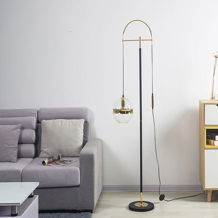 Moderne minimalistische Angelrute Kugel Eisen Glas Marmor 1-Licht Stehlampe 