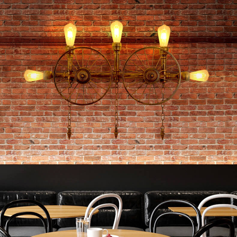 Industrial Vintage Iron Glass Water Pipe Candelabra 5-Light Wall Sconce Lamp
