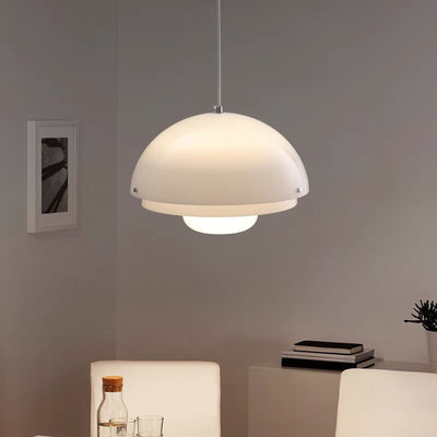 Zeitgenössische nordische runde Kuppel Eisen Glas Acryl 1-Licht Pendelleuchte für Wohnzimmer 