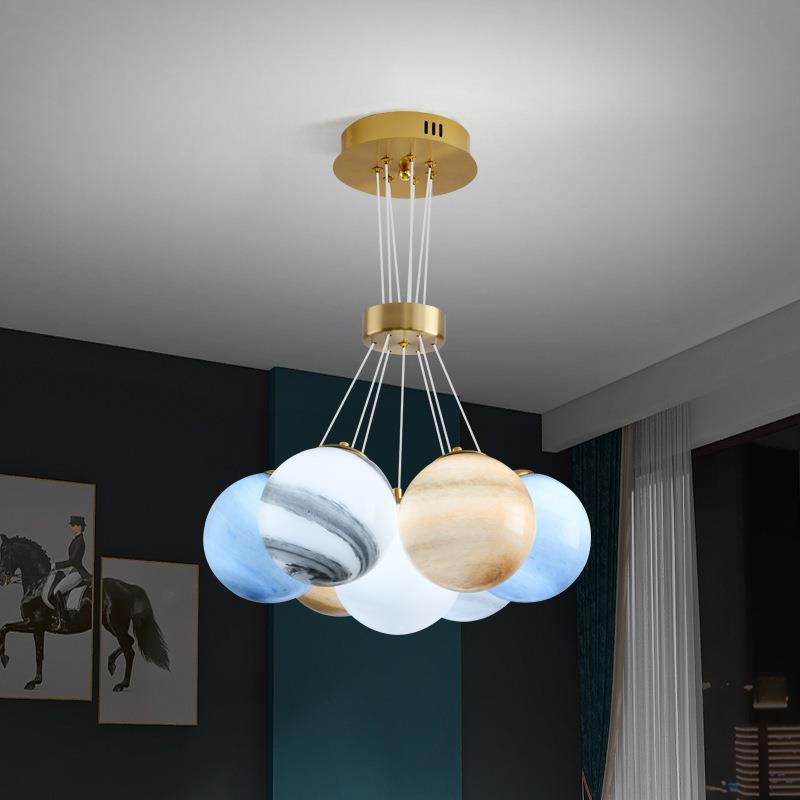 Zeitgenössischer kreativer Mondglas-Kronleuchter mit 7/13/19 Lichtern für Wohnzimmer 