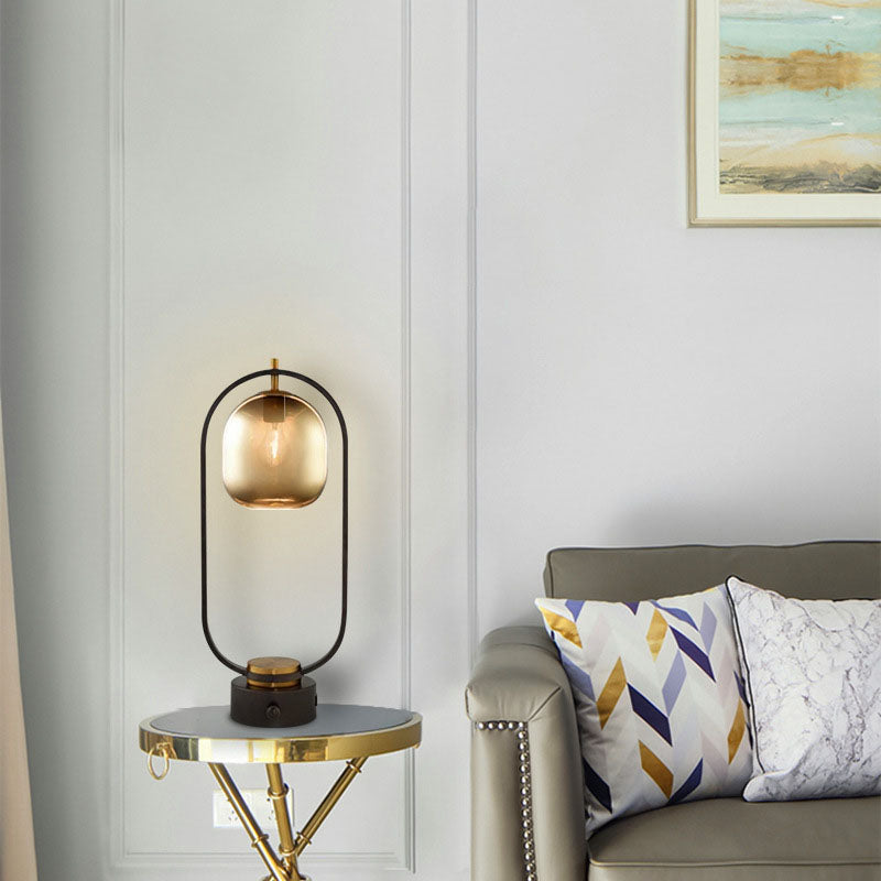 Moderner minimalistischer kreativer Schmiedeeisen-Oval-1-Licht-Tischlampe 