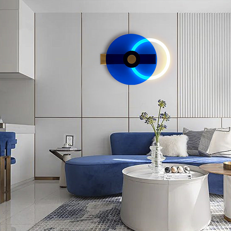 Zeitgenössische kreative Eisen Acryl Runde Disc LED Wandleuchte Lampe für Wohnzimmer 