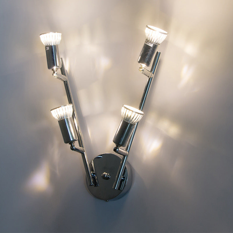 Plafonnier semi-encastré moderne minimaliste à 4 lumières en acier inoxydable et fer pour salon 