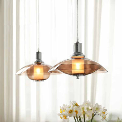 Zeitgenössische nordische bernsteinfarbene Glasscheibe aus Eisen mit 1 Licht für Wohnzimmer 