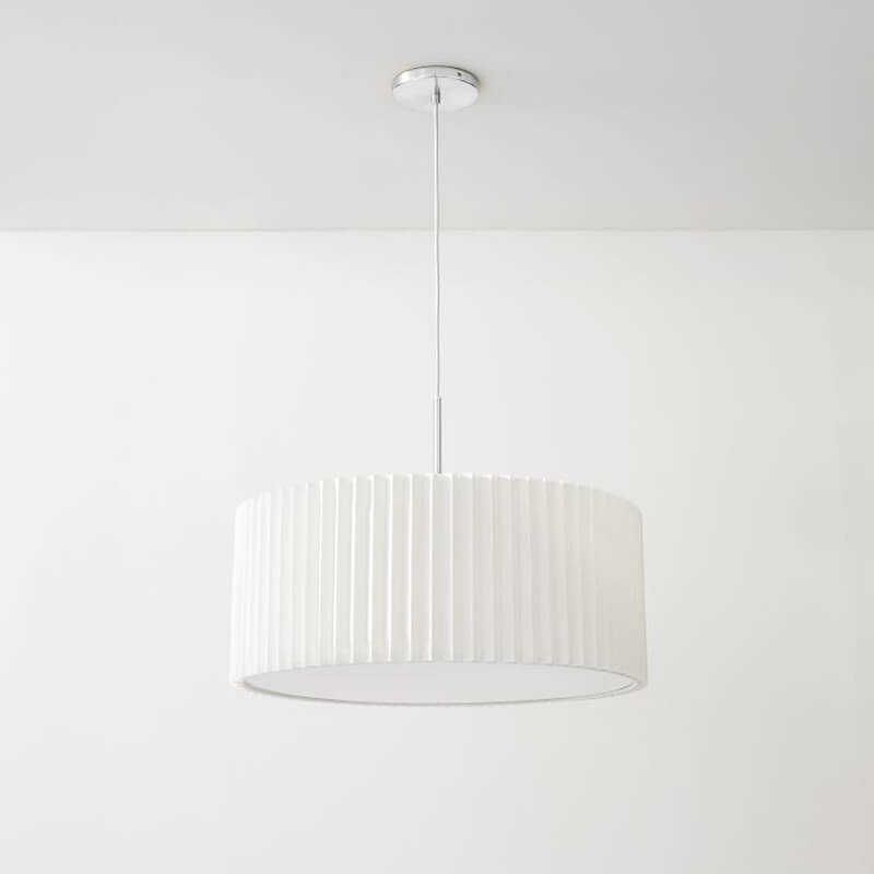 Contemporary Scandinavian Pleated PVC Fabric Hardware Drum Cone 1-Light Pendant Light for Living Room