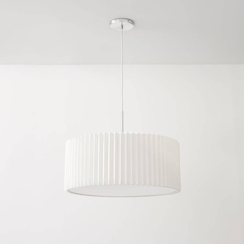 Nordic Minimalist Pleated PVC Fabric Drum Cone 1-Light Pendant Light