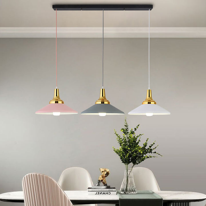 Lámpara colgante contemporánea nórdica de aluminio color macaron con diseño triangular de 1 luz para sala de estar 