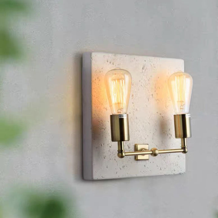 Applique murale contemporaine scandinave carrée en fer et plâtre de ciment à 2 lumières pour salon 