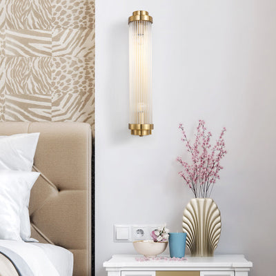 Cilindro de Vidrio de Hierro Tradicional Europeo Aplique de Pared de 2 Luces para Sala de Estar 