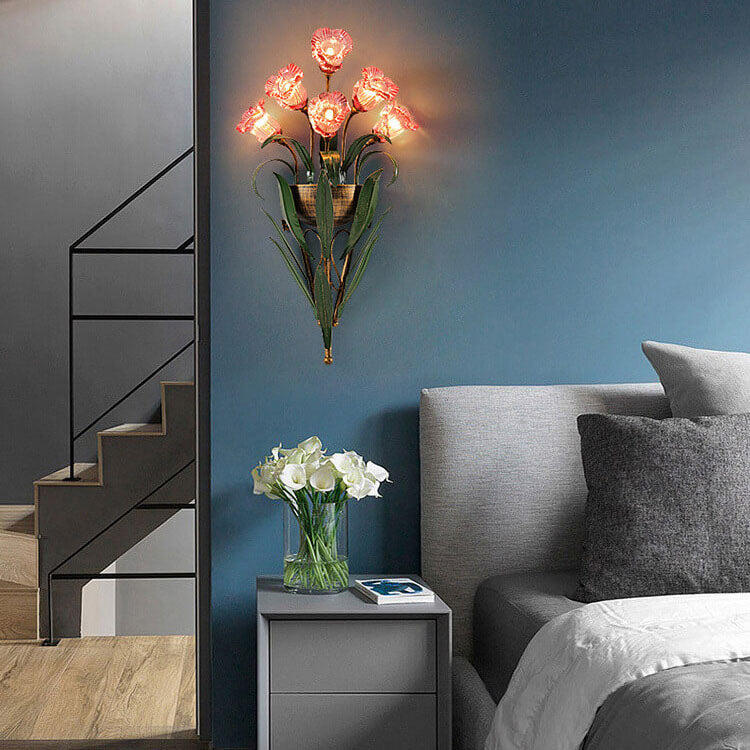 Moderne minimalistische Glasblumen 6/10-Licht Wandleuchte 
