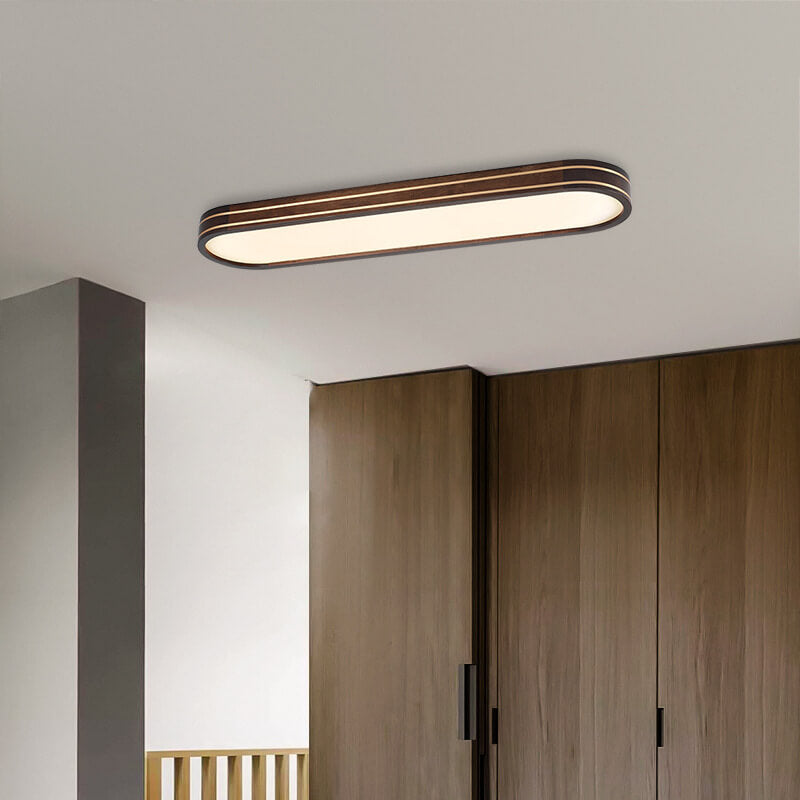 Modern Simplicity Solid Wood Acrylic Strips LED Flush Mount Ceiling Light For Living Room