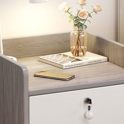 Table de chevet rectangulaire minimaliste moderne en panneau de densité avec 1/2/3 tiroirs pour chambre à coucher 