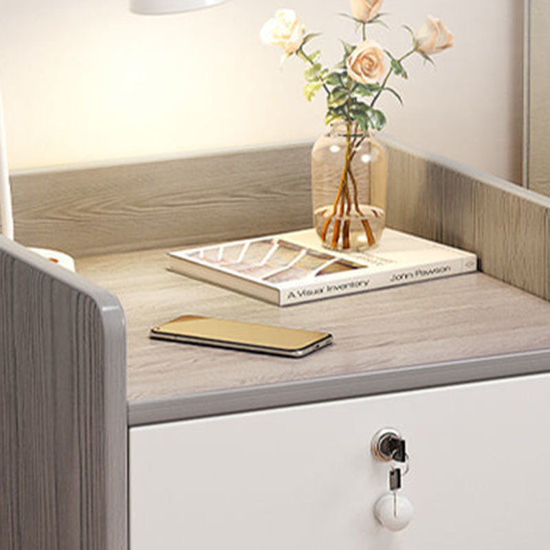 Table de chevet rectangulaire minimaliste moderne en panneau de densité avec 1/2/3 tiroirs pour chambre à coucher 