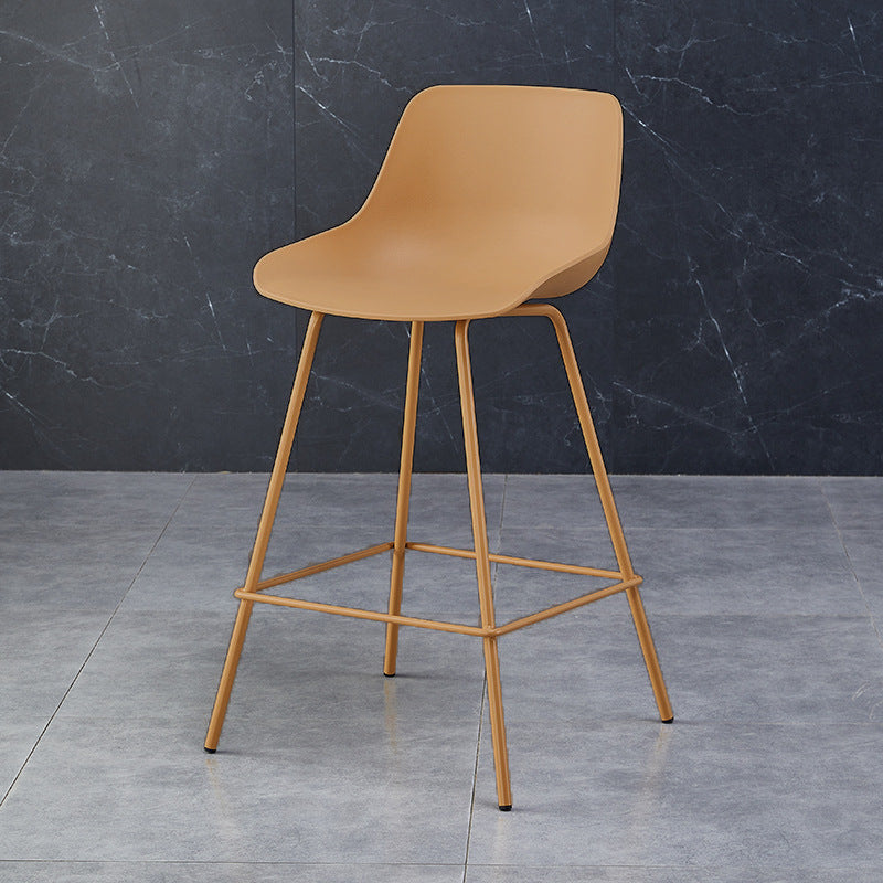 Simplicité Contemporaine Tabouret de Bar en Plastique Courbé Couleur Unie avec Dossier et Repose-pieds pour Salle à Manger 