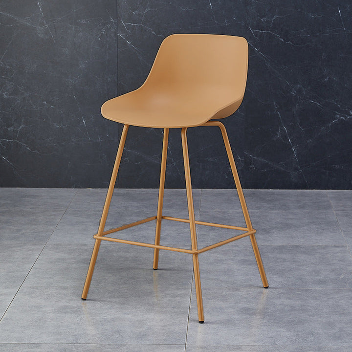 Simplicité Contemporaine Tabouret de Bar en Plastique Courbé Couleur Unie avec Dossier et Repose-pieds pour Salle à Manger 