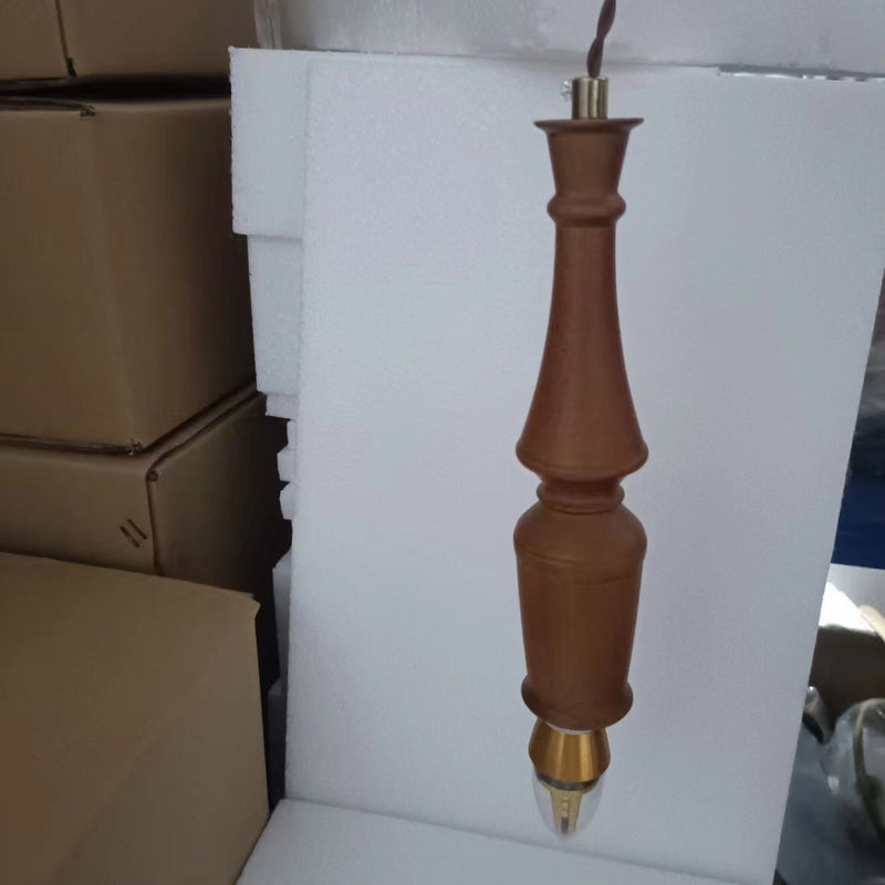 Traditionelle japanische Kegel-Pendelleuchte aus massivem Holz aus Kupfer mit 1 Licht für Schlafzimmer 