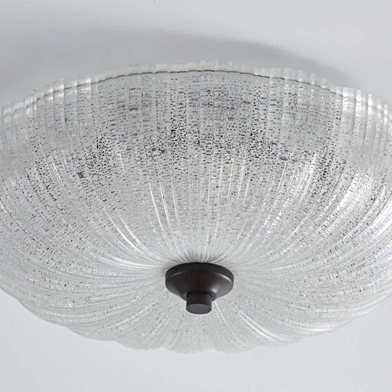Plafonnier LED rond en verre de cuivre à montage affleurant pour chambre à coucher - Simplicité moderne 