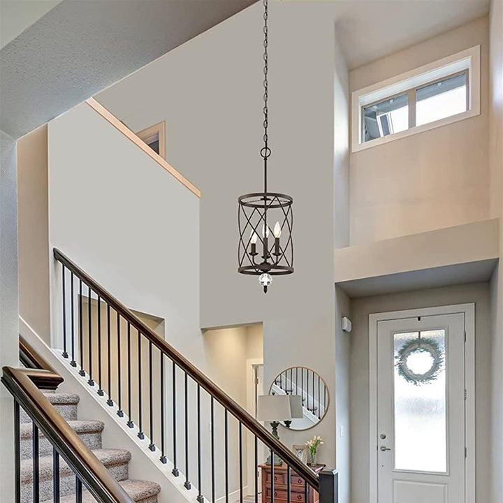 Retro Schmiedeeisen 3-Licht Openwork Säule Kronleuchter 