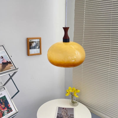 Zeitgenössische Einfachheit Oval Glas Schatten 1-Licht Pendelleuchte für Wohnzimmer 
