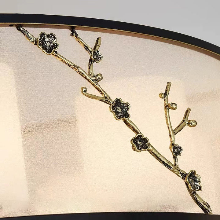 Traditioneller chinesischer runder Eisen-Kupfer-Glasstoff 8-Licht-Kronleuchter für das Wohnzimmer 