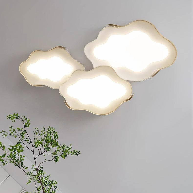 Plafonnier LED en forme de vague en fer PE de simplicité moderne pour salon 