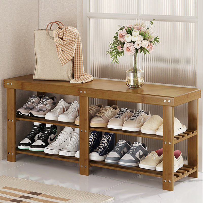 Moderner minimalistischer rechteckiger Heather Bambus Schuhschrank mit 2 Regalen für Eingangsbereiche 