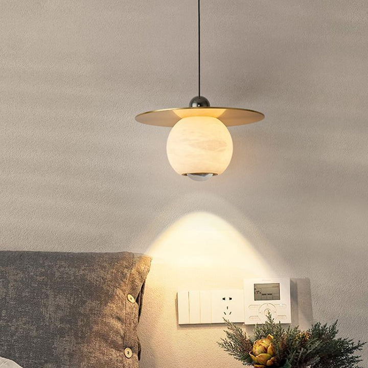 Lustre à LED en globe minimaliste moderne en fer cuivre marbre pour salon 