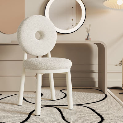 Chaise de salle à manger contemporaine en laine d'agneau nordique en acier au carbone avec dossier en éponge ronde pour salle à manger 