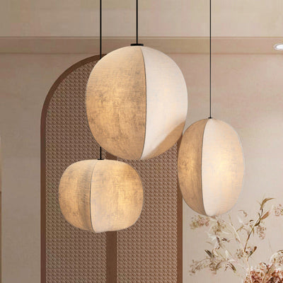 Forme de lanterne anti-soie Zen japonaise traditionnelle 1 lumière suspension pour salon 