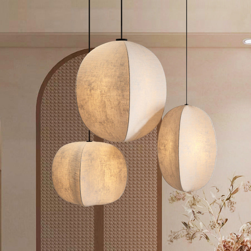 Forme de lanterne anti-soie Zen japonaise traditionnelle 1 lumière suspension pour salon 