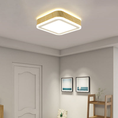 Moderne minimalistische runde quadratische Holzmaserung Hardware Acryl LED Unterputz Deckenleuchte für Wohnzimmer 