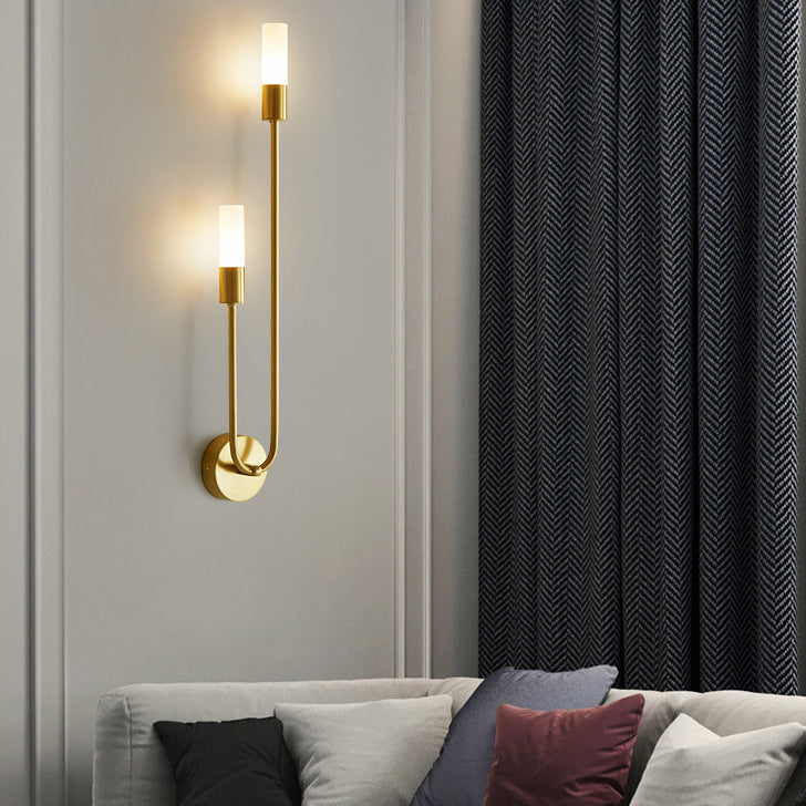 Applique Murale Moderne Minimaliste Cylindrique en Fer et Acrylique à 2 Lumières Pour Chambre 