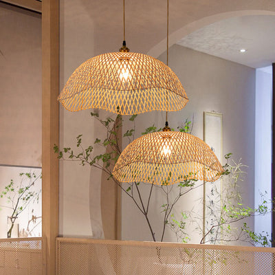 Modern Minimalist Weaving Bamboo Lanterns 1-Light Pendant Light