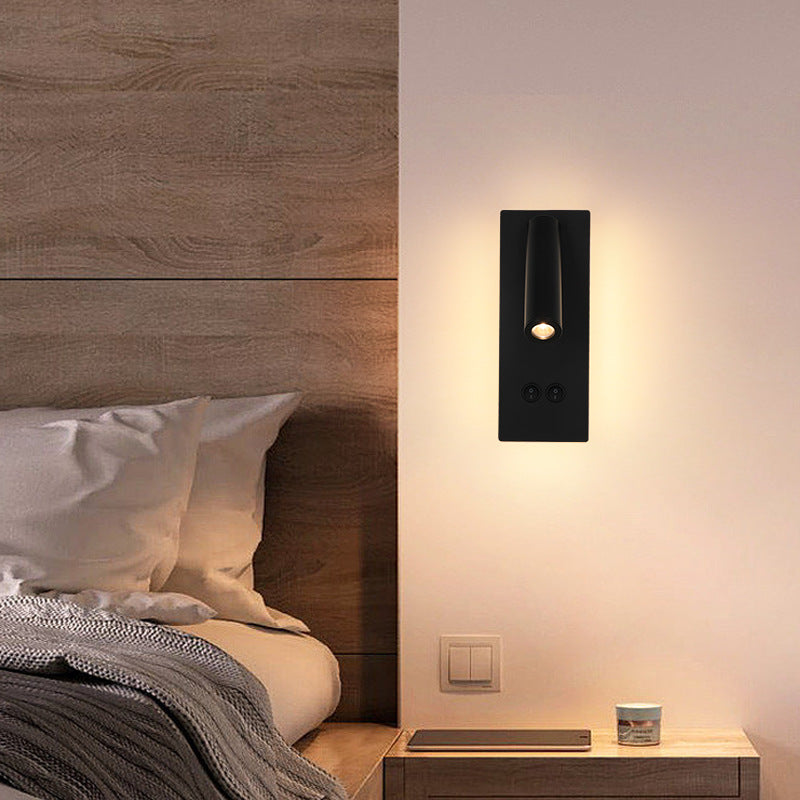 Applique murale LED rectangulaire ronde minimaliste moderne en fer et aluminium pour chambre 