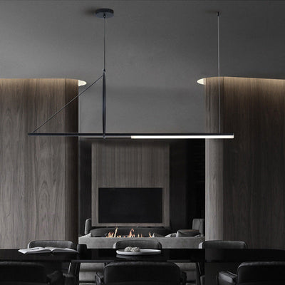 Moderne minimalistische lange Streifen Aluminium Acryl LED Insel Licht Pendelleuchte für Wohnzimmer 