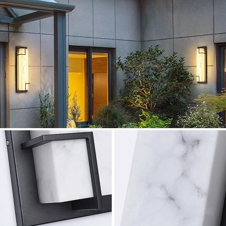 Modern Minimalist Rectangular Stainless Steel Resin LED Wall Sconce Lamp For Outdoor Patio