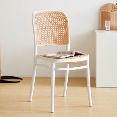 Silla de comedor de plástico de ratán cuadrada minimalista moderna para comedor 