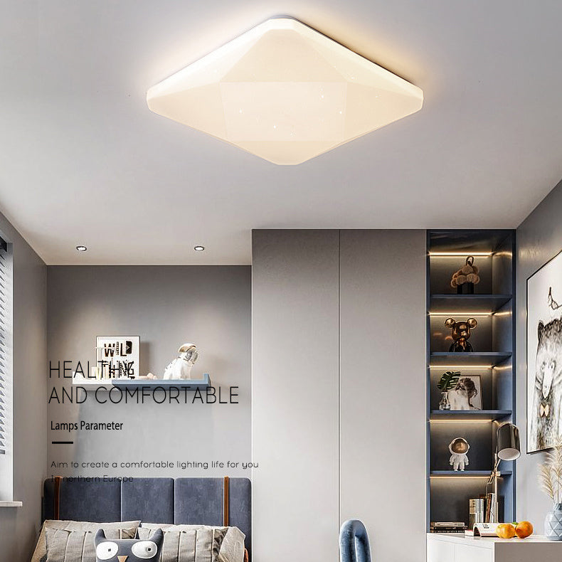 Plafonnier moderne nordique en fer acrylique avec abat-jour carré ciel étoilé LED pour salon 