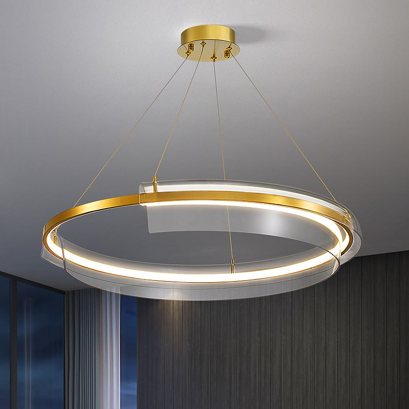 Zeitgenössischer nordischer runder quadratischer Rohrmetallacryl-LED-Kronleuchter für Wohnzimmer 