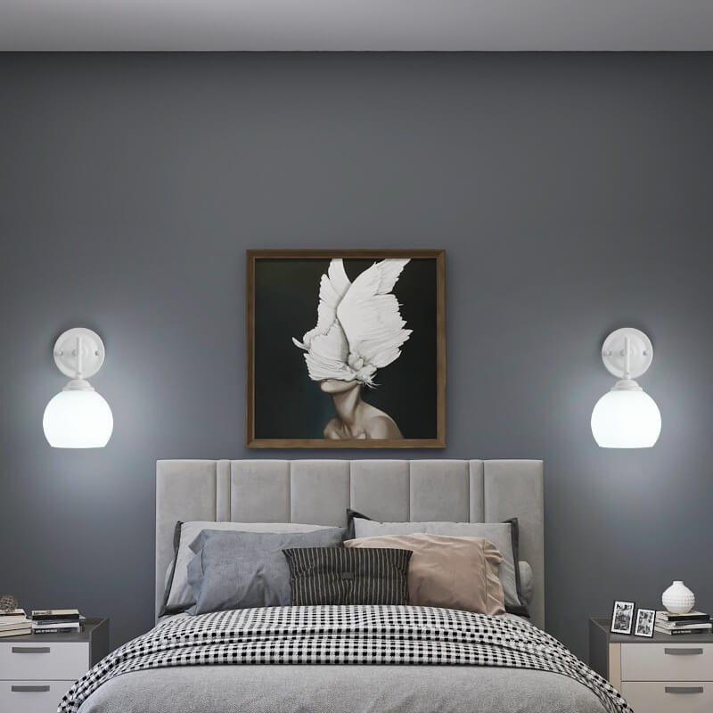 Modern Art Deco Round Glass Metal 1-Light Wall Sconce Lamp For Bedroom