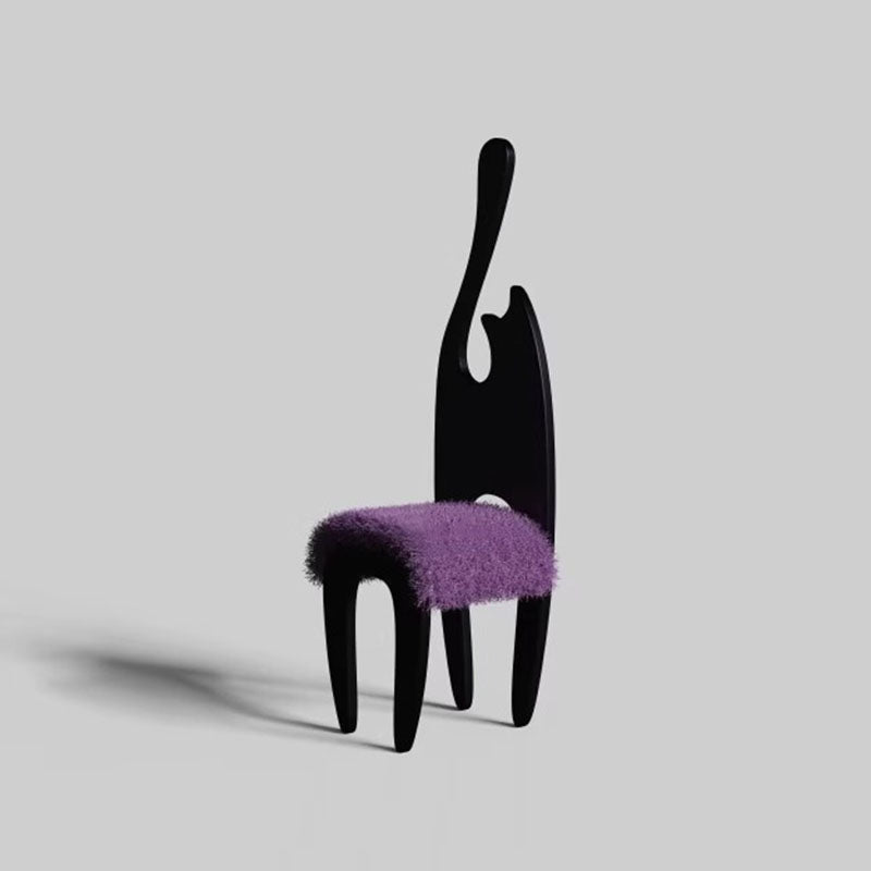 Contemporary Creative Rectangular Cat Ash Wood Fabric Chair Backrest For Living Room